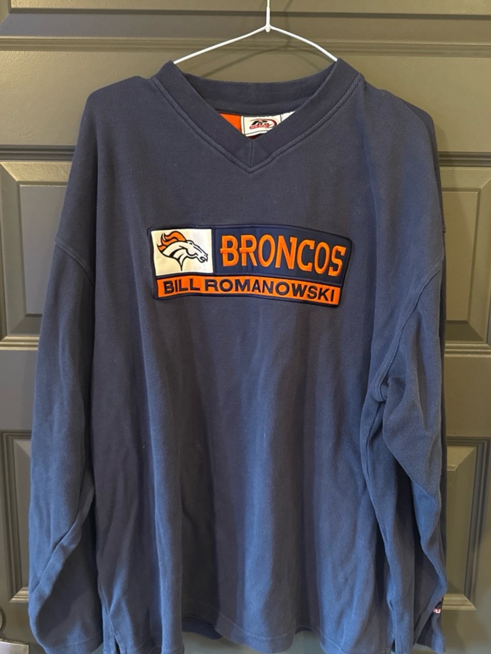 Vintage Pro Star Denver Broncos Bill Romanowski Long Sleeve VNeck Sweater Mens L